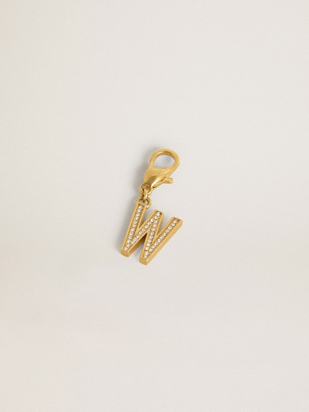 Letter W charm in gold-colored brass with crystals| Golden Goose