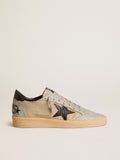 Men's Ball Star LTD in beige mesh with croc-print leather star and nappa inserts| Golden Goose