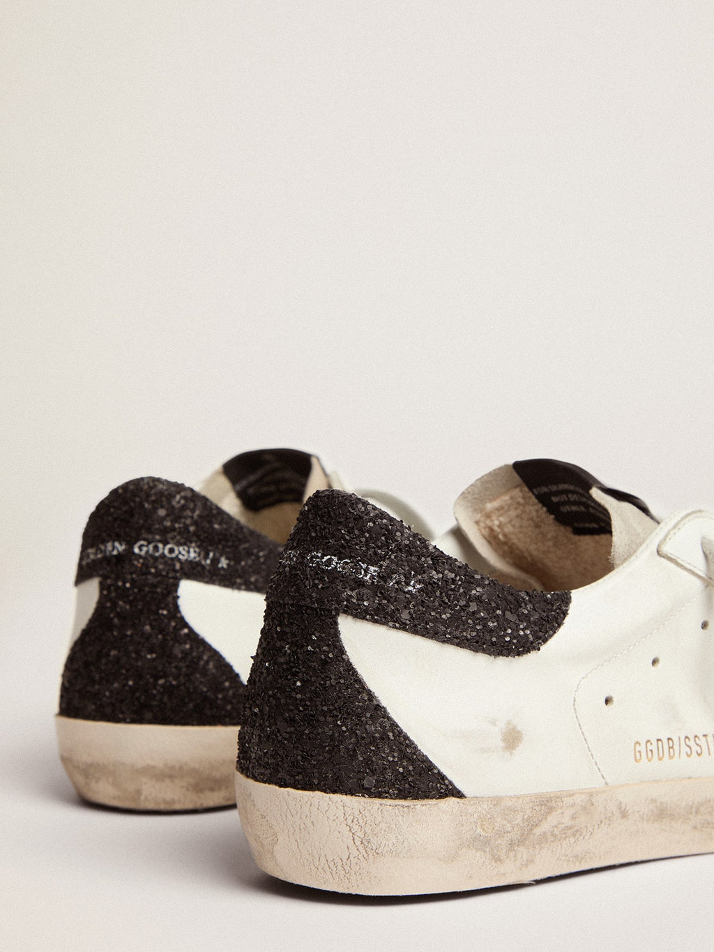 Women's Super-Star LTD with gold star and black glitter heel tab| Golden Goose