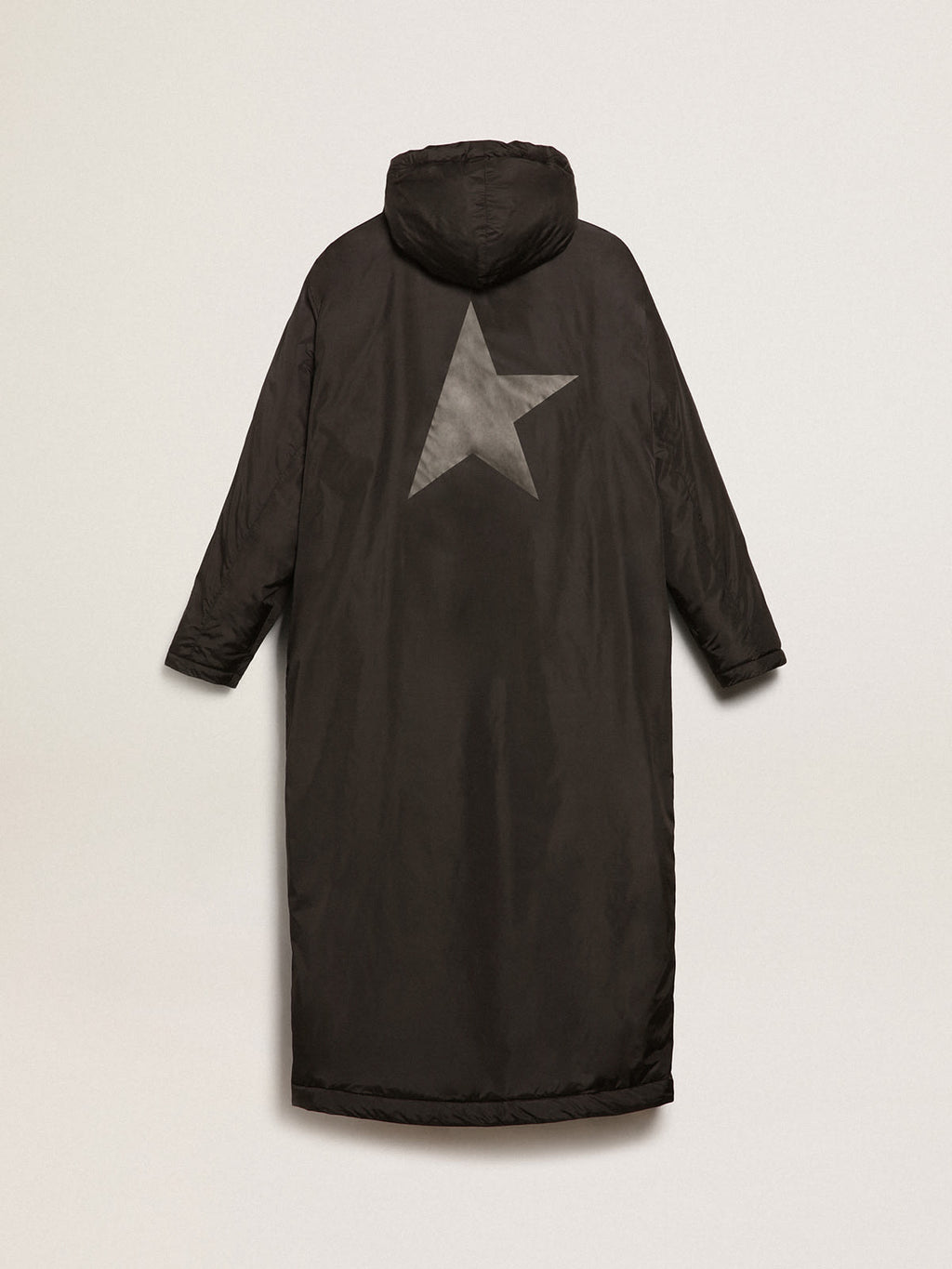 Men's black Star Collection ankle-length hooded padded jacket| Golden Goose