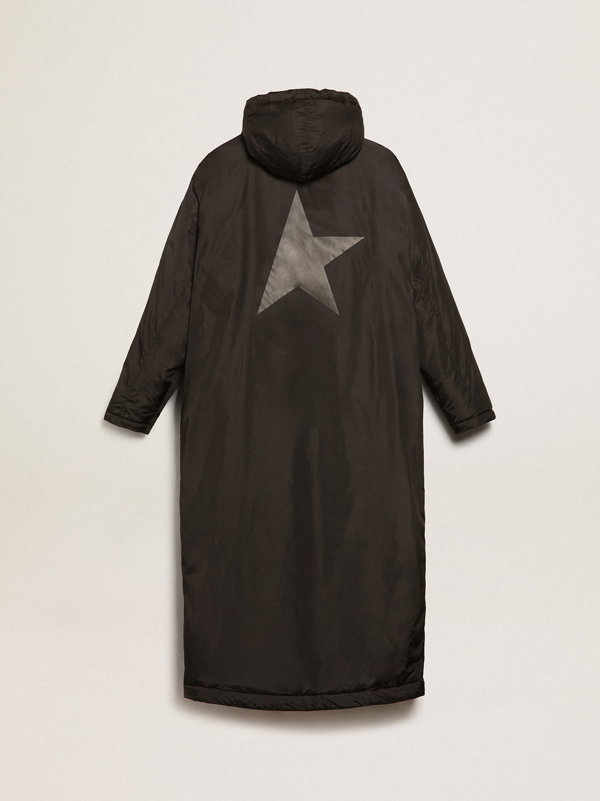 Men's black Star Collection ankle-length hooded padded jacket| Golden Goose