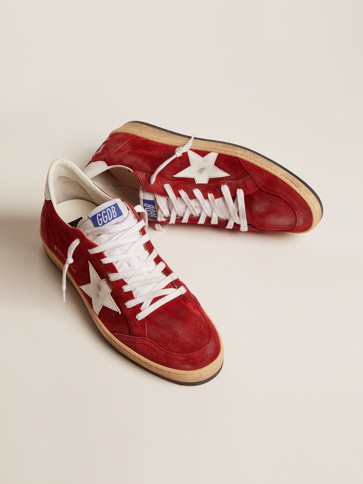 Men's Ball Star in dark red suede with white star and heel tab| Golden Goose