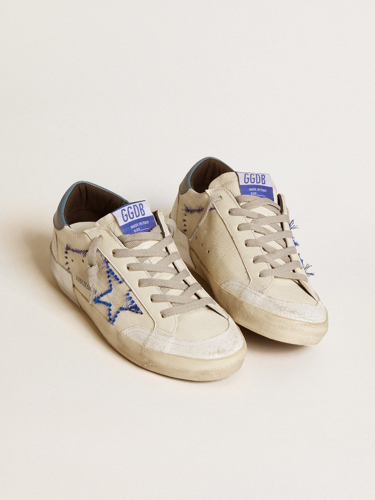 Women's Super-Star LTD in nappa with embroidered star and leather heel tab| Golden Goose