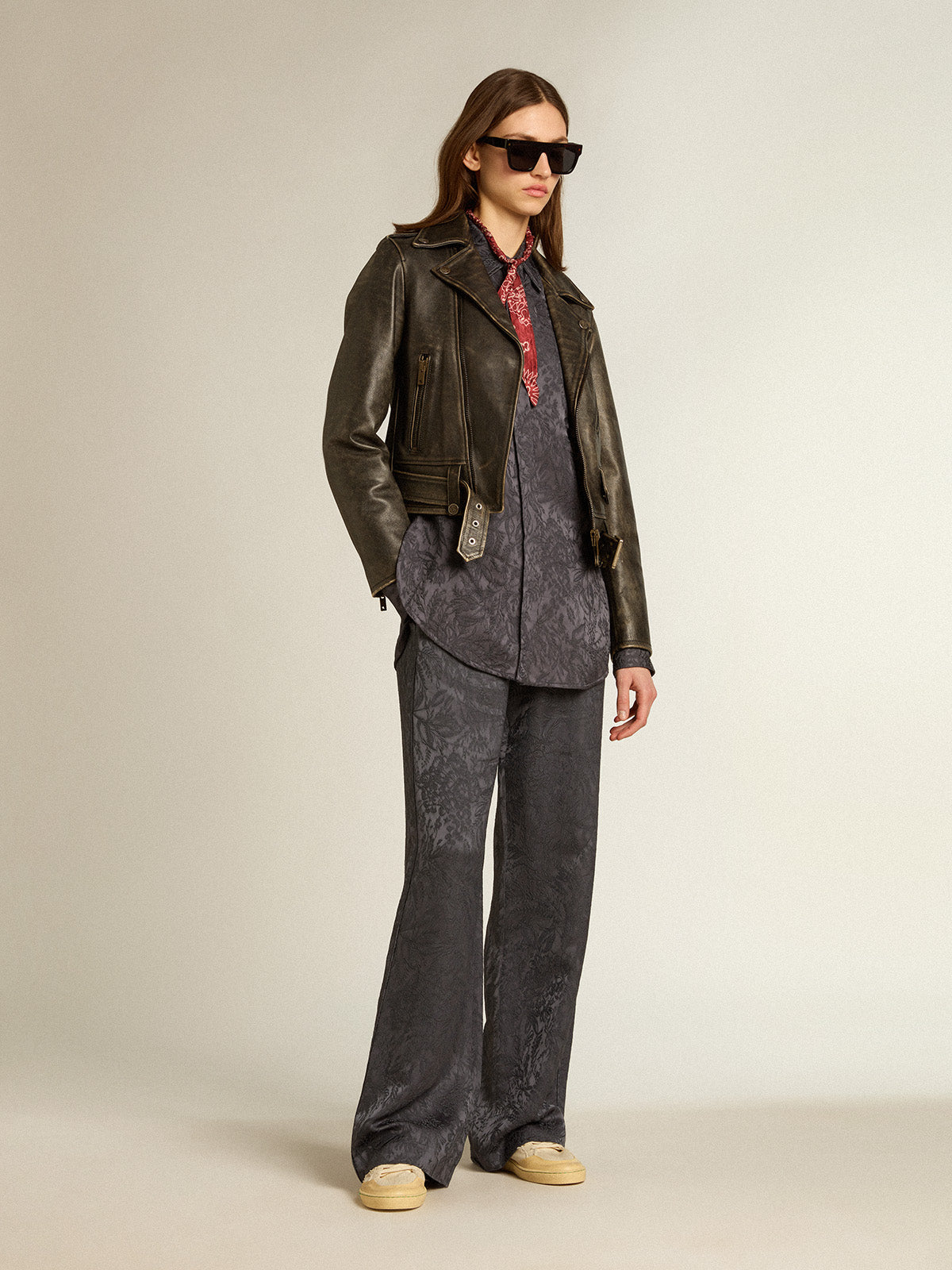 Jacquard shirt with all-over toile de jouy pattern| Golden Goose