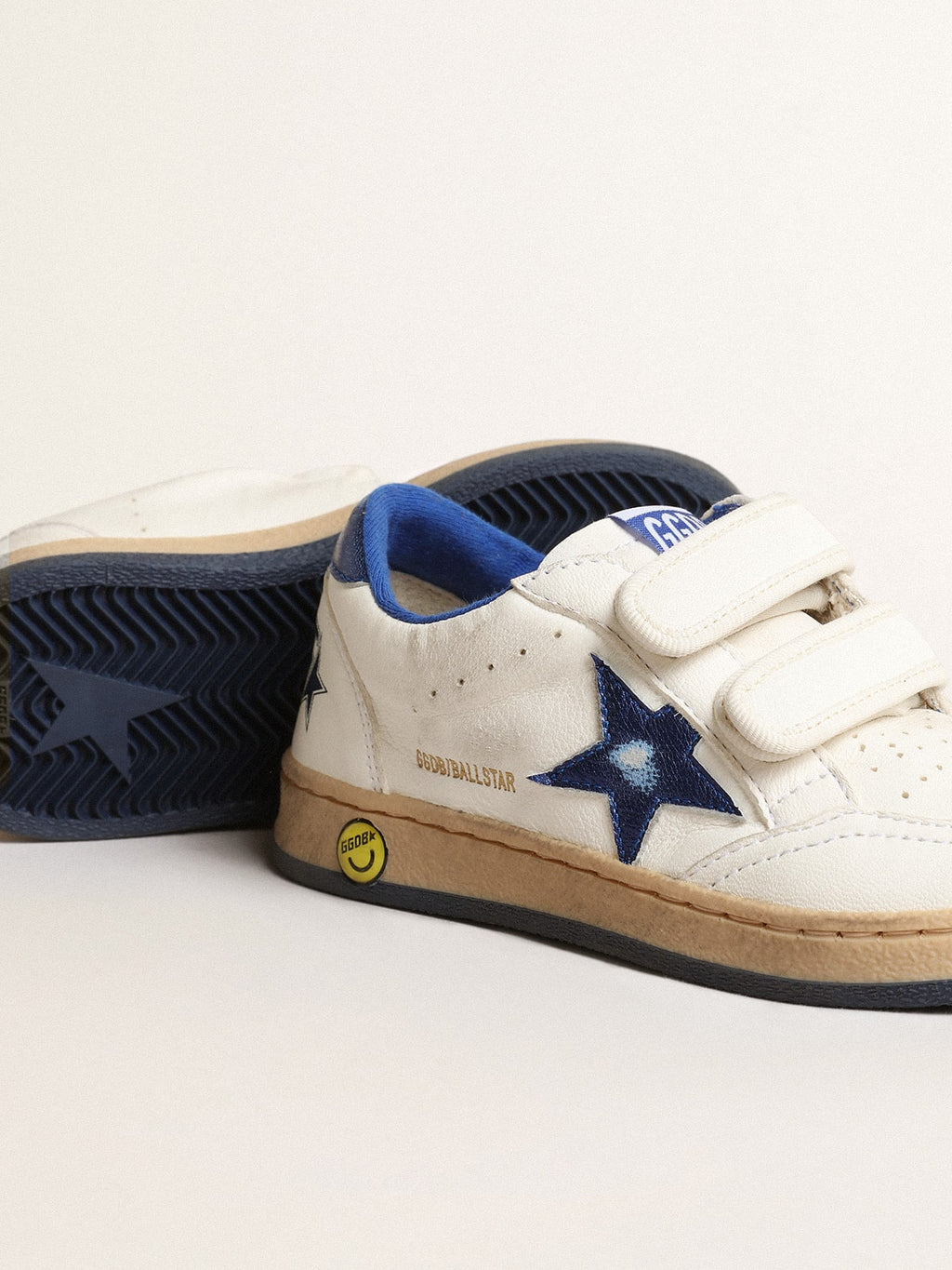 Ball Star Junior with blue metallic leather star and heel tab| Golden Goose