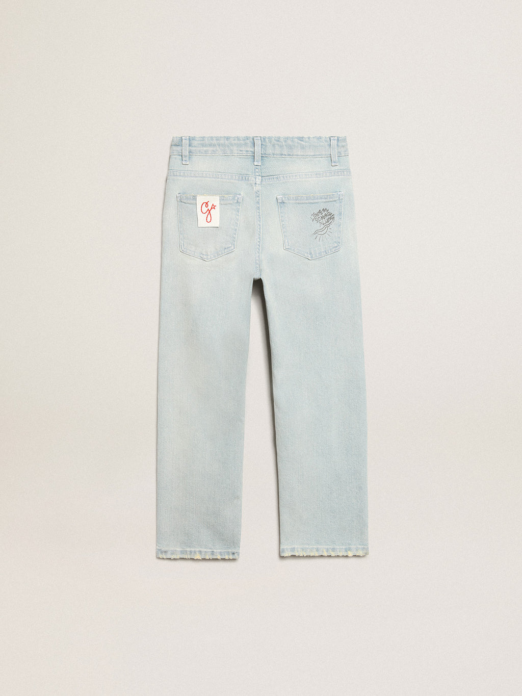 Boys' bleached jeans with distressed treatment| Golden Goose