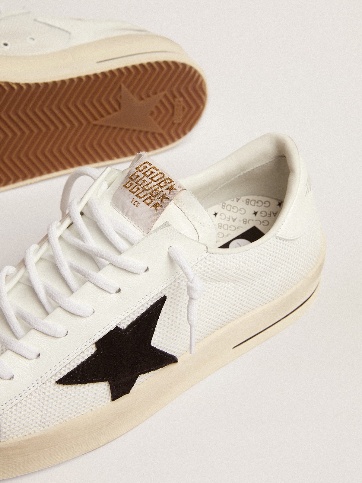 Men's Stardan in white mesh with black suede star| Golden Goose
