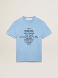 Women's harbor blue T-shirt with print on the front| Golden Goose
