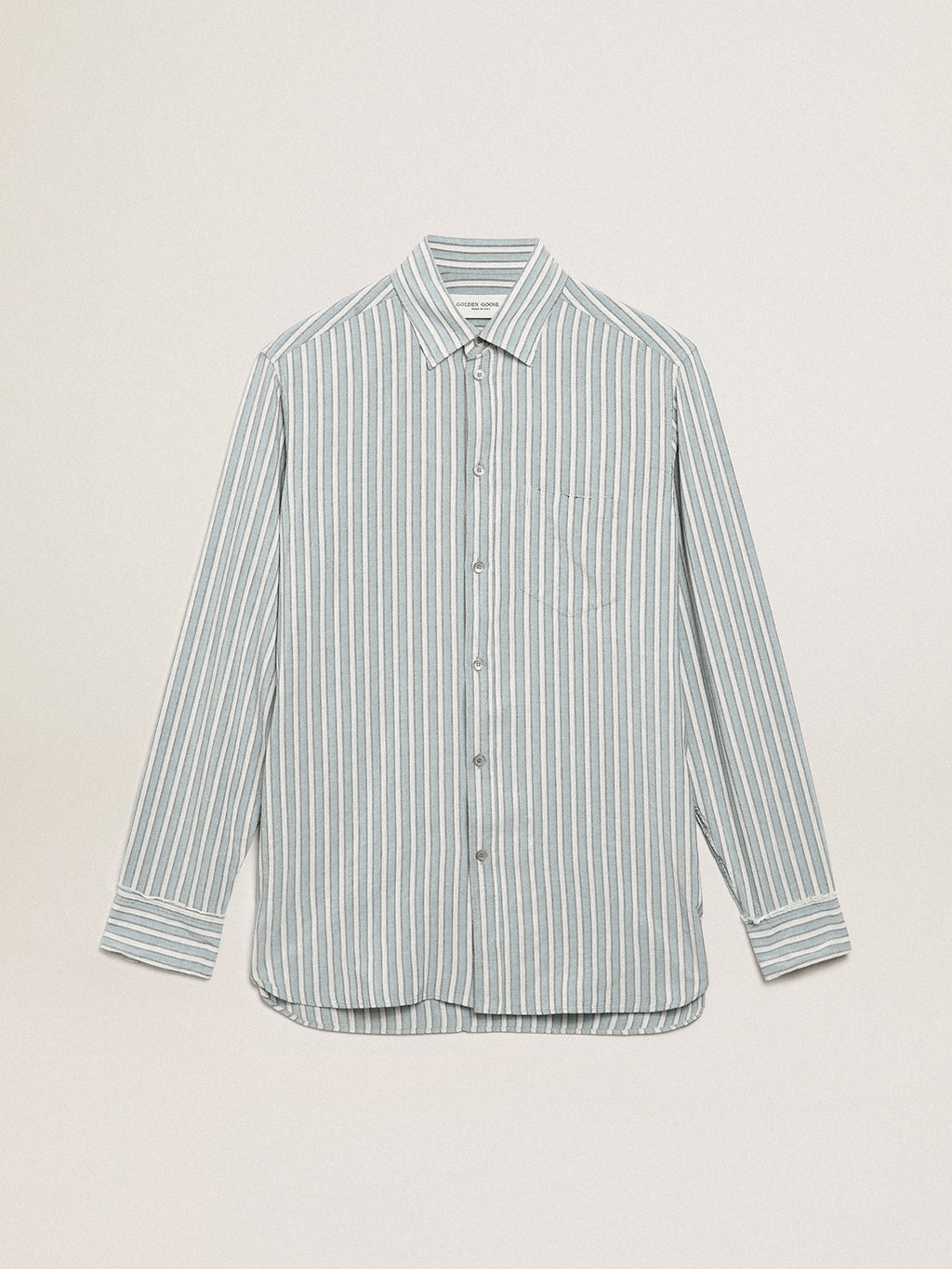 Men's shirt in viscose with stripes| Golden Goose