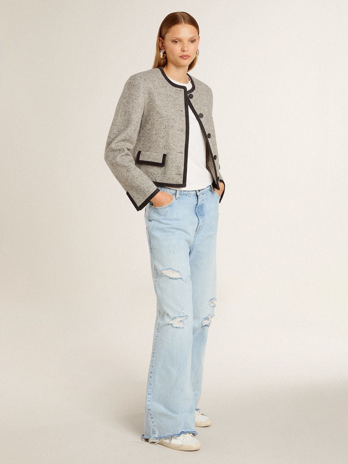 Women's Super-Star with silver Swarovski crystal star and heel tab| Golden Goose