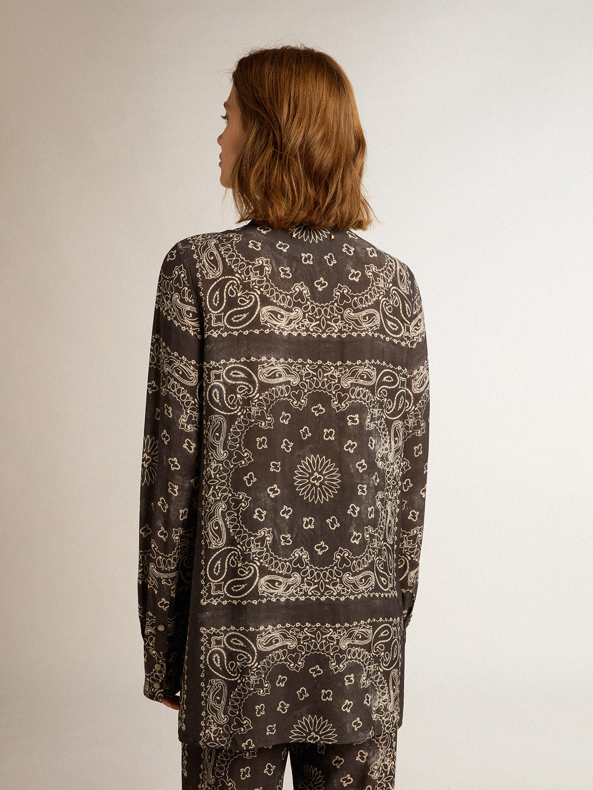 Pajama shirt in anthracite gray with paisley print| Golden Goose
