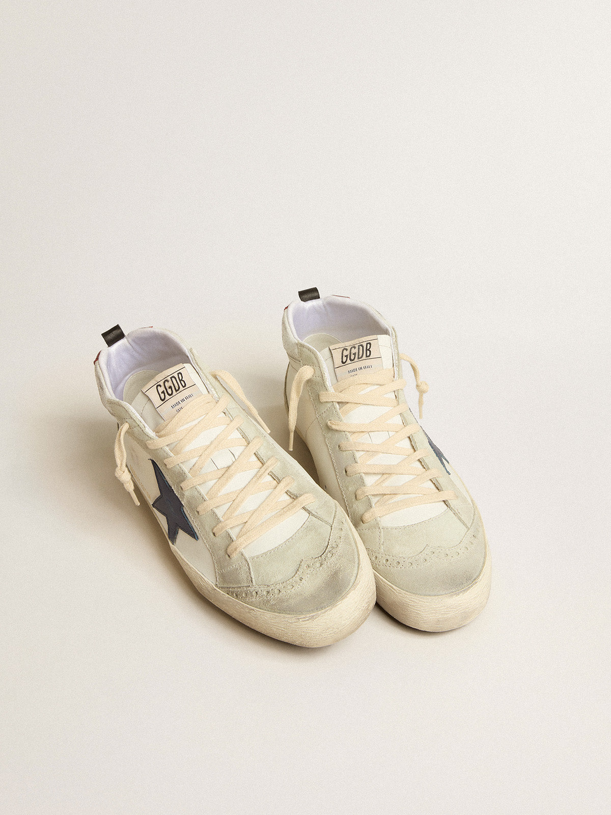 Mid Star LTD with blue leather star and white nappa leather flash| Golden Goose
