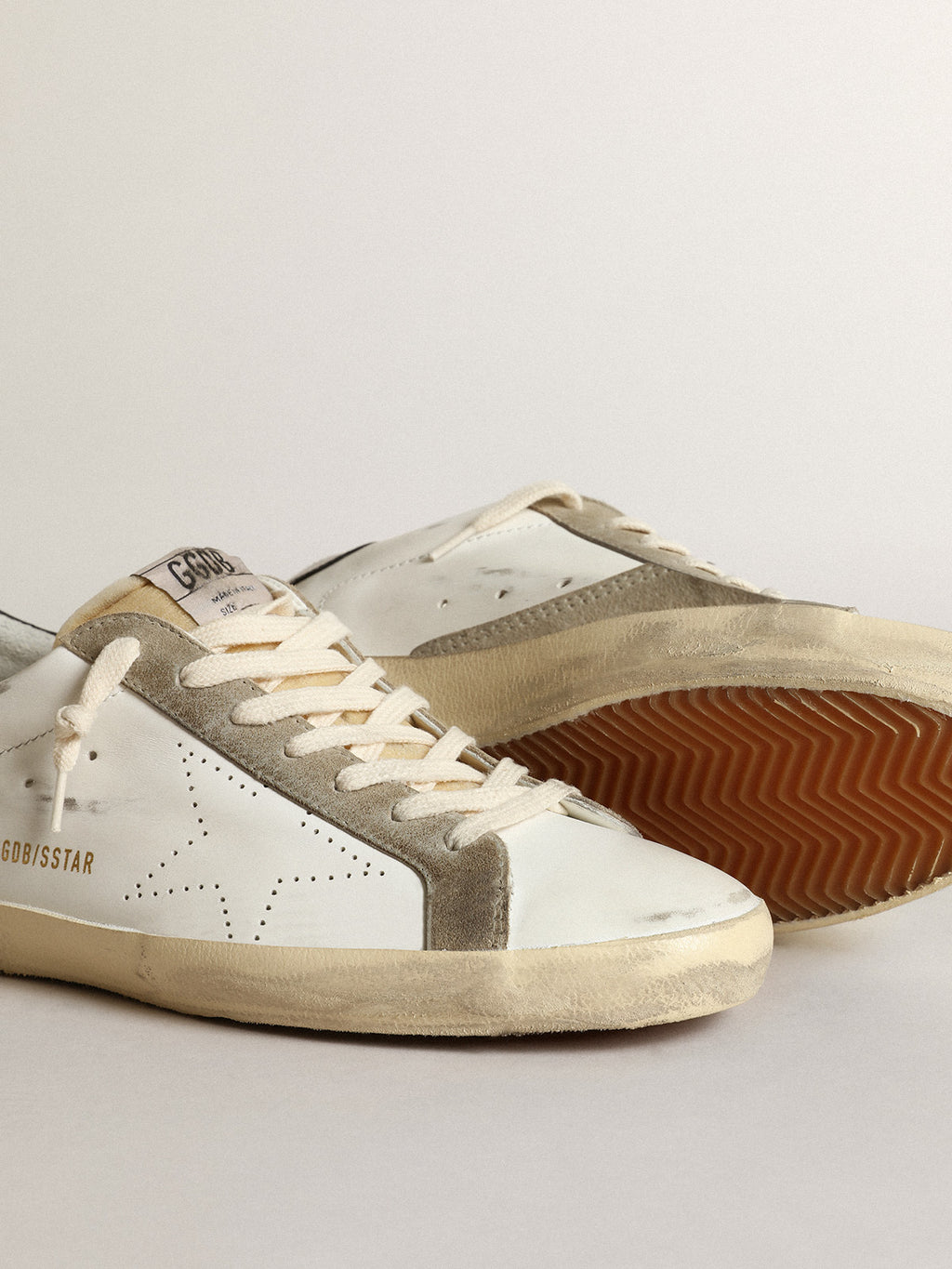 Men's Super-Star with perforated star and blue heel tab| Golden Goose