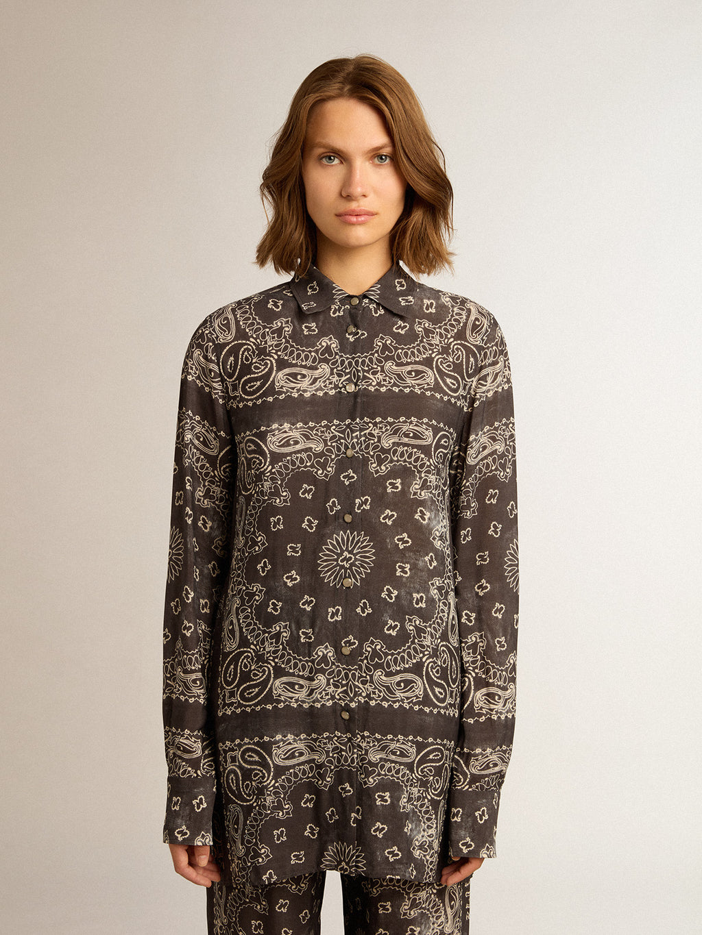 Pajama shirt in anthracite gray with paisley print| Golden Goose