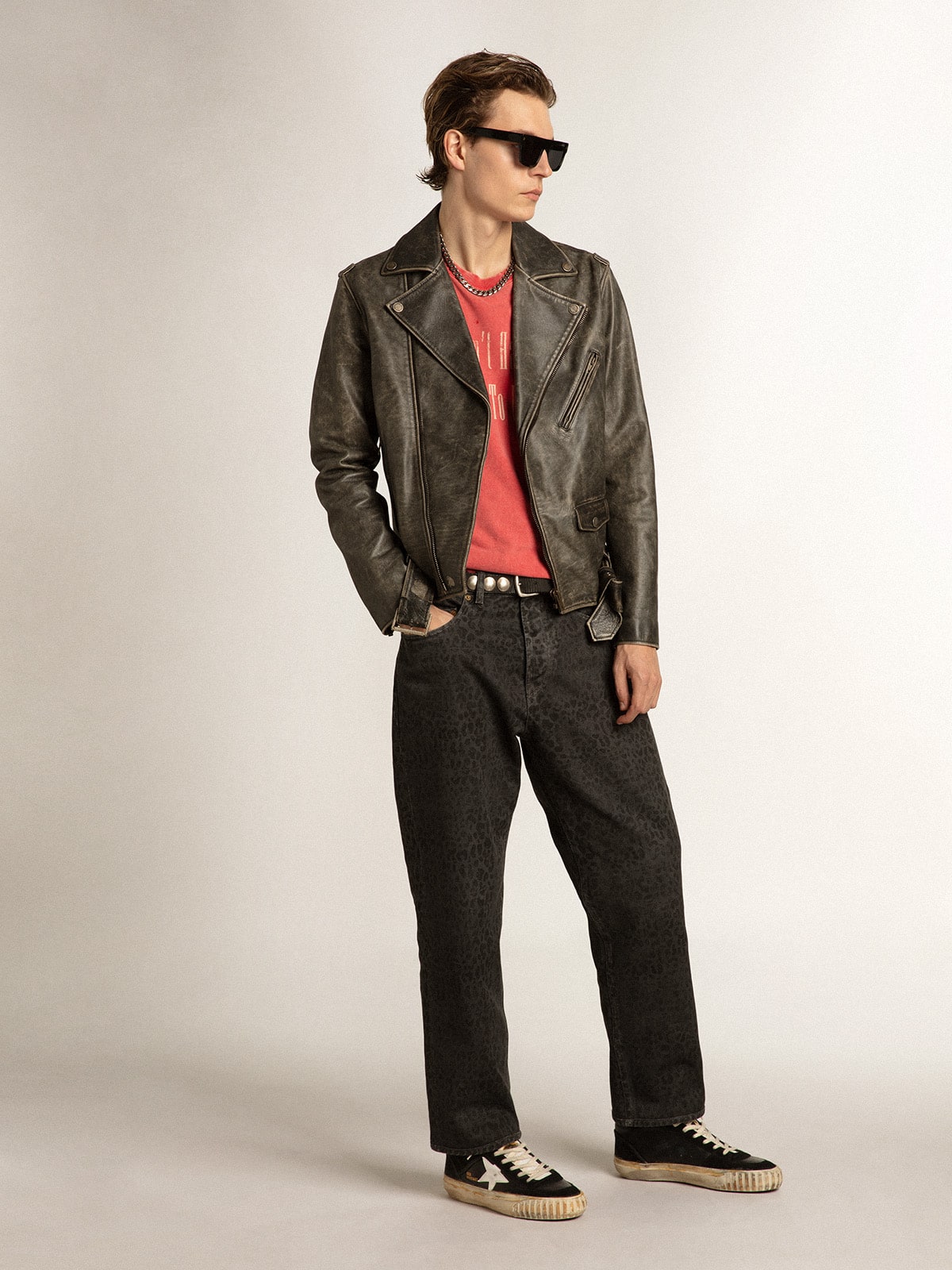 Men's Mid Star in black nappa and suede with white leather star| Golden Goose