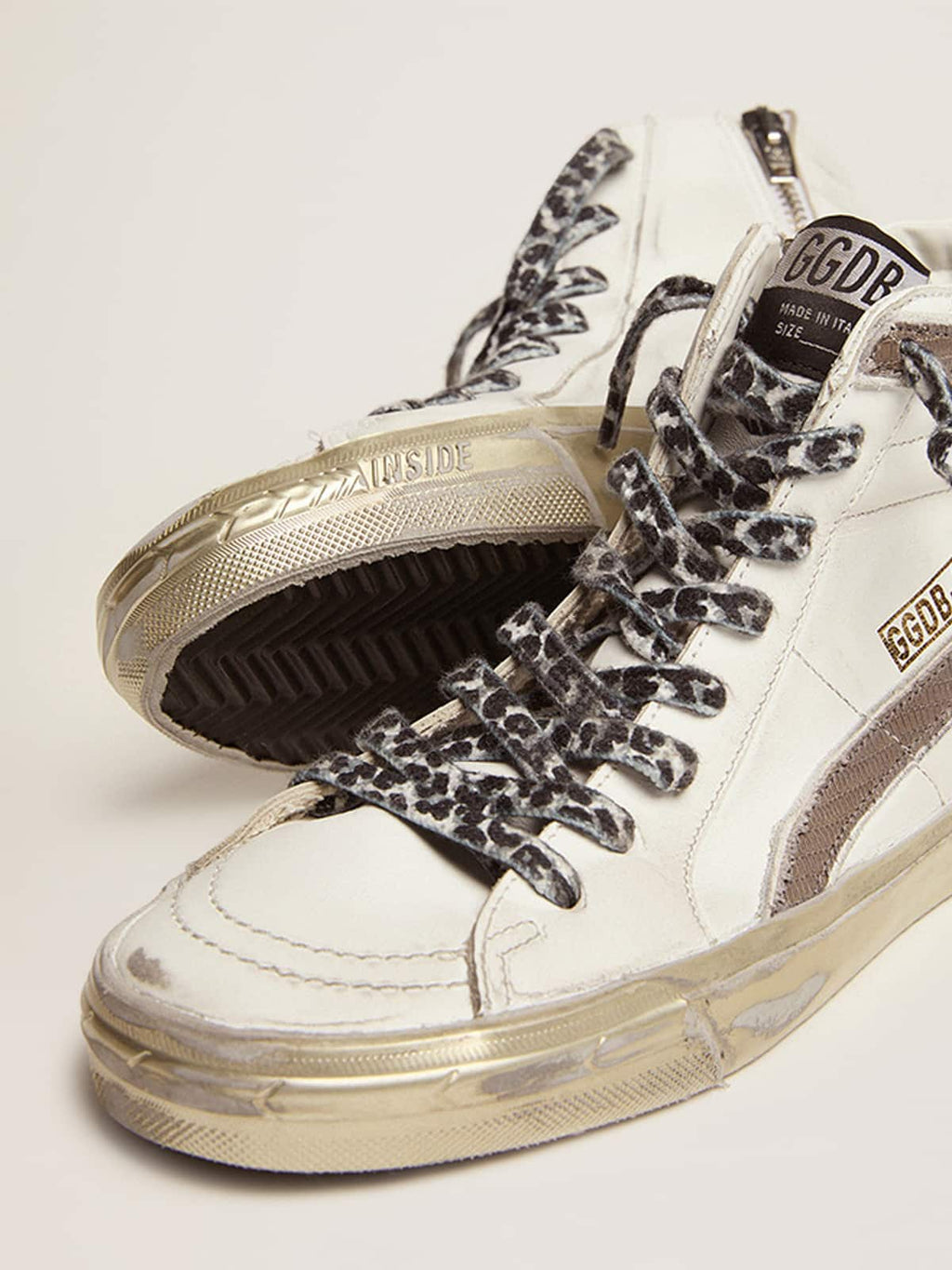 Women's Slide with star in white suede and leather flash| Golden Goose