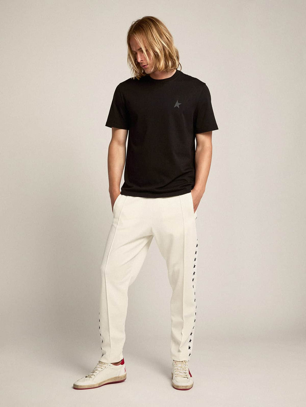 Black Star Collection T-shirt with tone-on-tone star on the front| Golden Goose