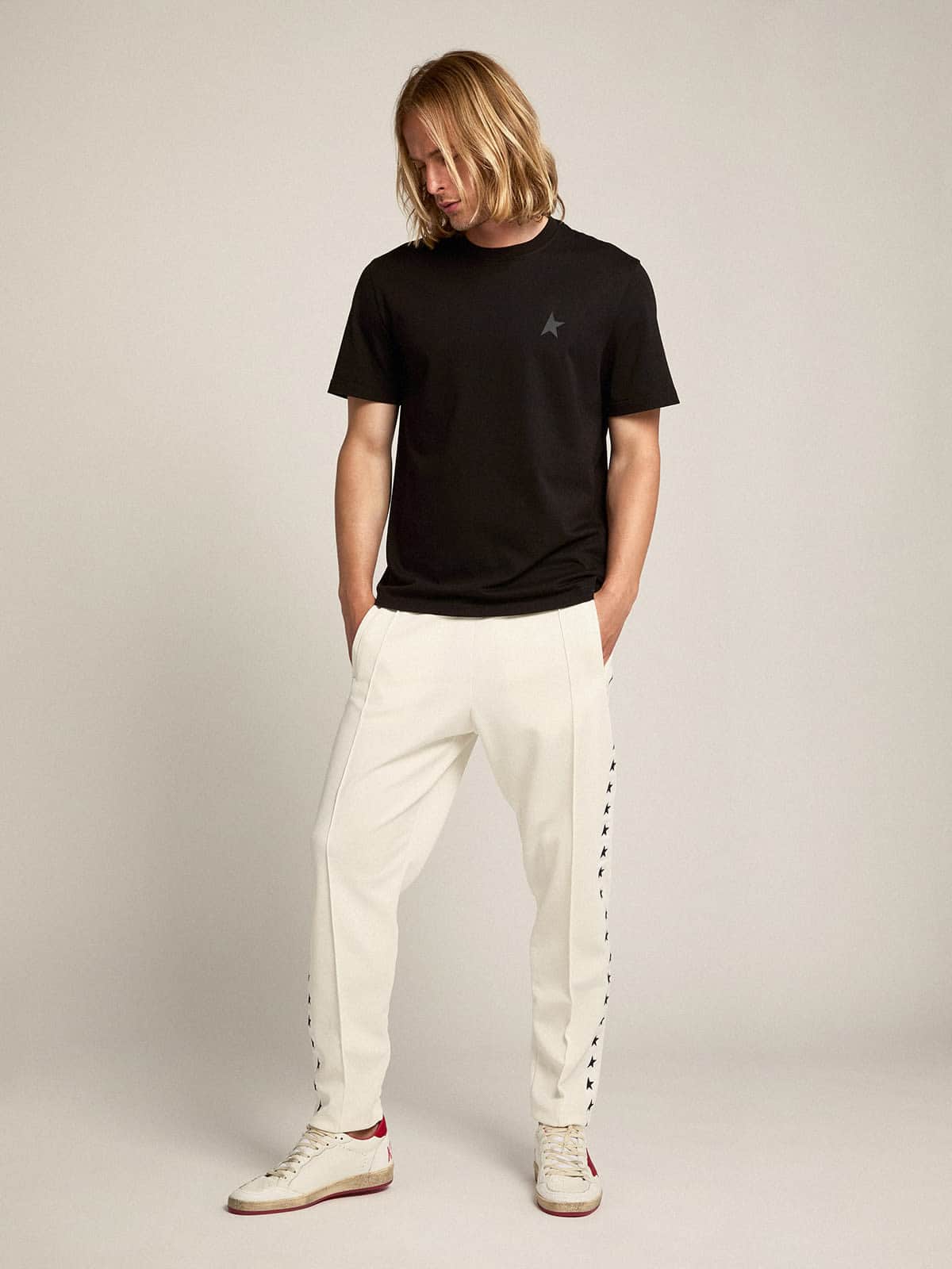 Black Star Collection T-shirt with tone-on-tone star on the front| Golden Goose