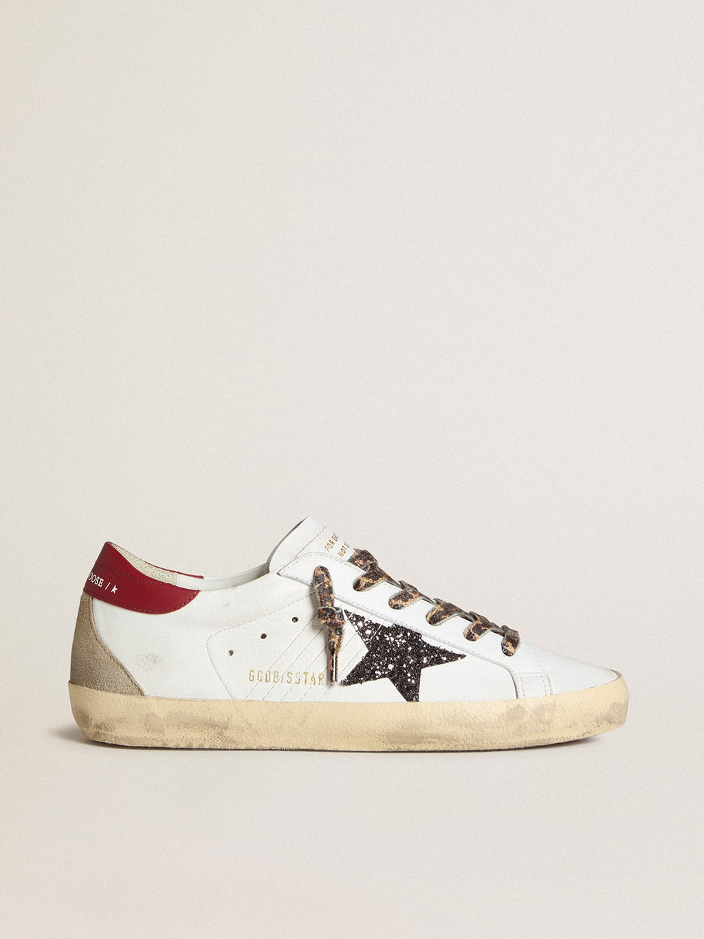 Women's Super-Star in nappa with glitter star and red nappa heel tab| Golden Goose
