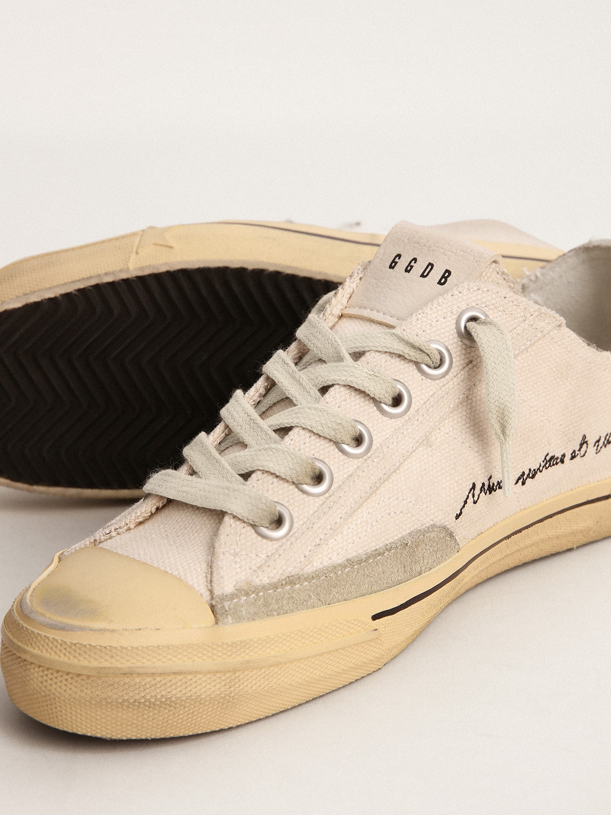 Men's V-Star LTD with black suede star and embroidered lettering| Golden Goose