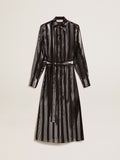 Black shirt dress with metallic appliqués| Golden Goose