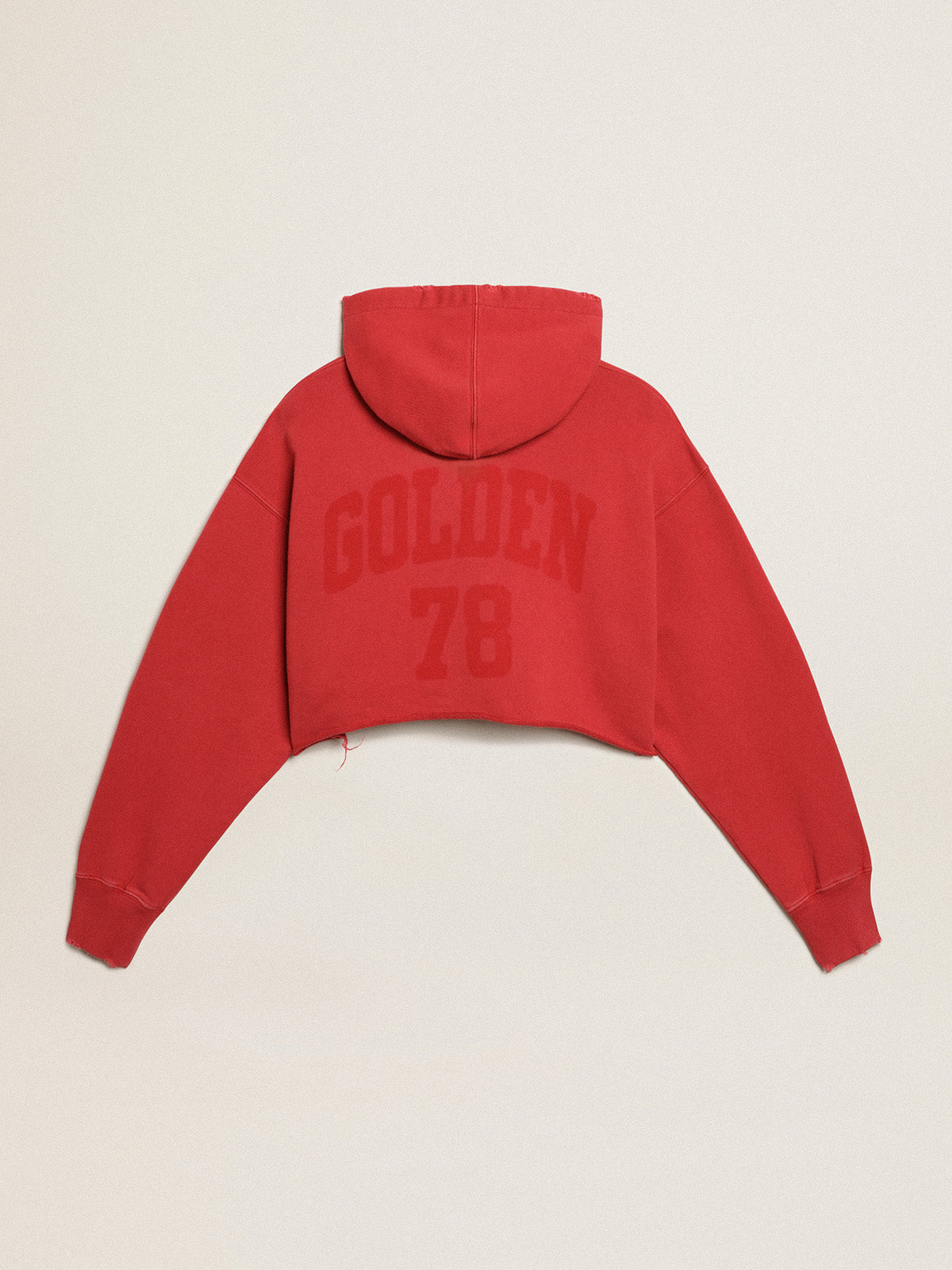 Cropped hooded sweatshirt in red| Golden Goose
