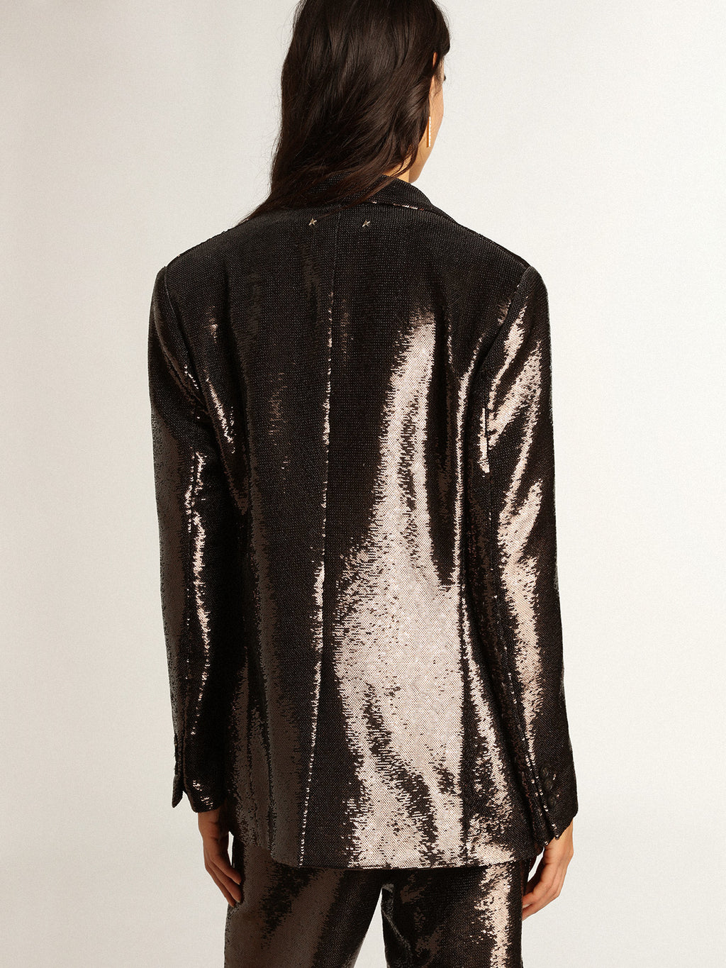 Gray single-breasted blazer with all-over sequins| Golden Goose