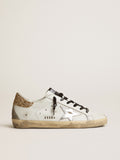 Women's white leather Super-Star sneakers with glittery heel tab| Golden Goose