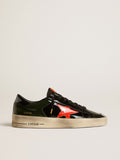 Women's Stardan in black and green patent leather with orange star| Golden Goose