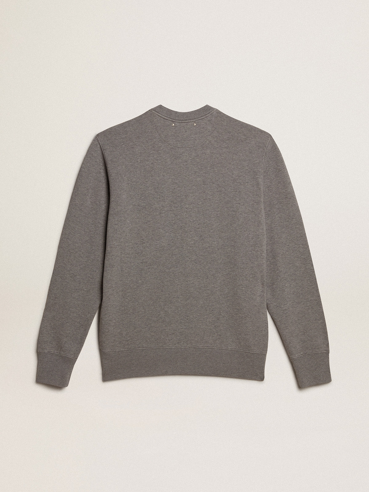 Gray melange cotton sweatshirt with embroidered lettering| Golden Goose