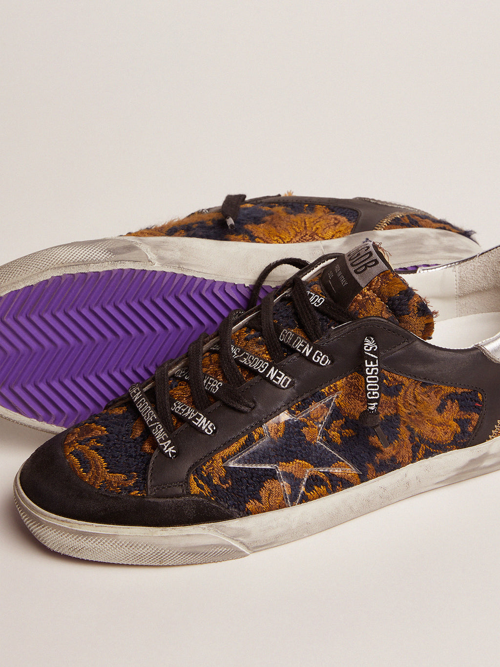 Women's Super-Star Penstar LAB sneakers in jacquard brocade with PVC star| Golden Goose