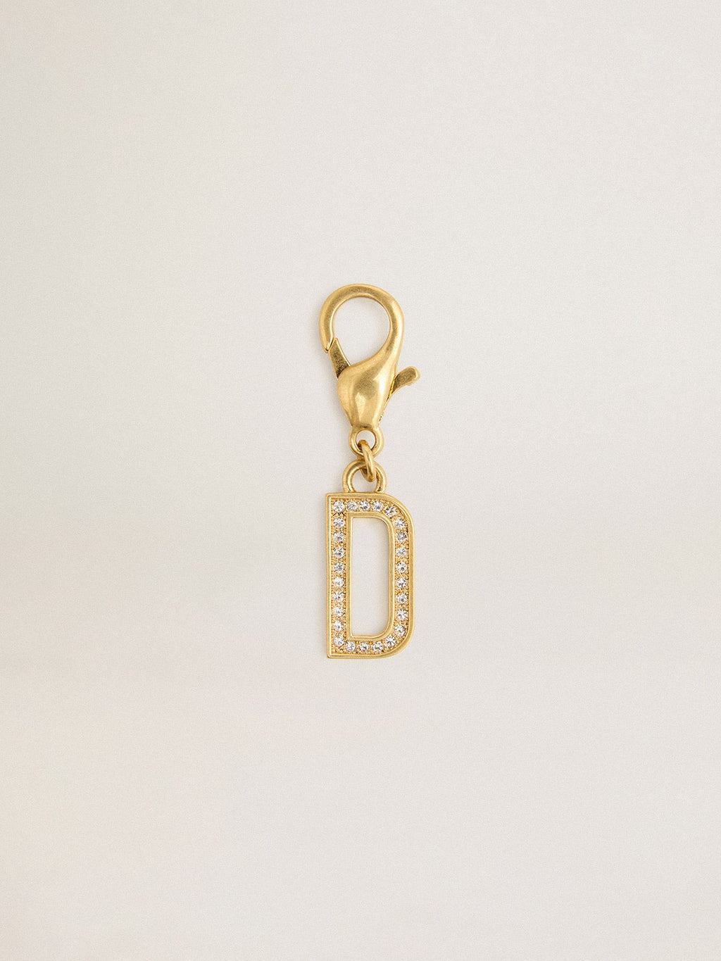 Letter D charm in gold-colored brass with crystals| Golden Goose