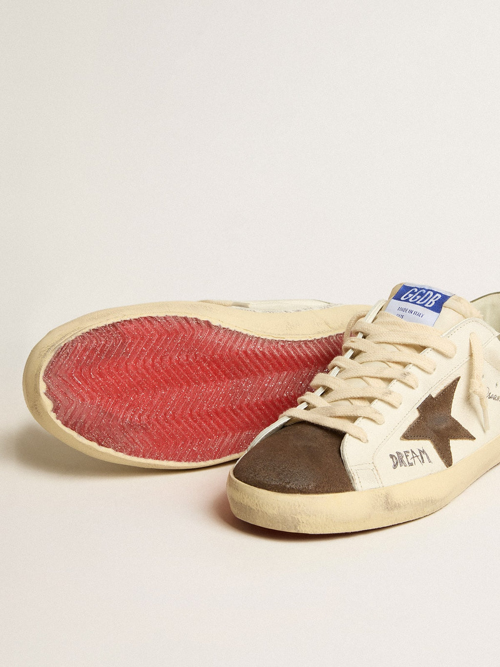 Men's Super-Star LTD in nappa with brown suede star and green heel tab| Golden Goose