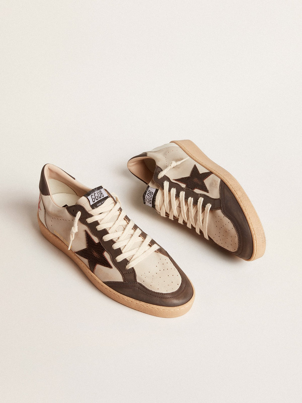 Men's Ball Star LTD in nappa with brown star and gray leather heel tab| Golden Goose