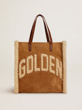 North-South California Bag in suede leather with shearling| Golden Goose