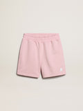 Girls' shorts in pink with white star| Golden Goose