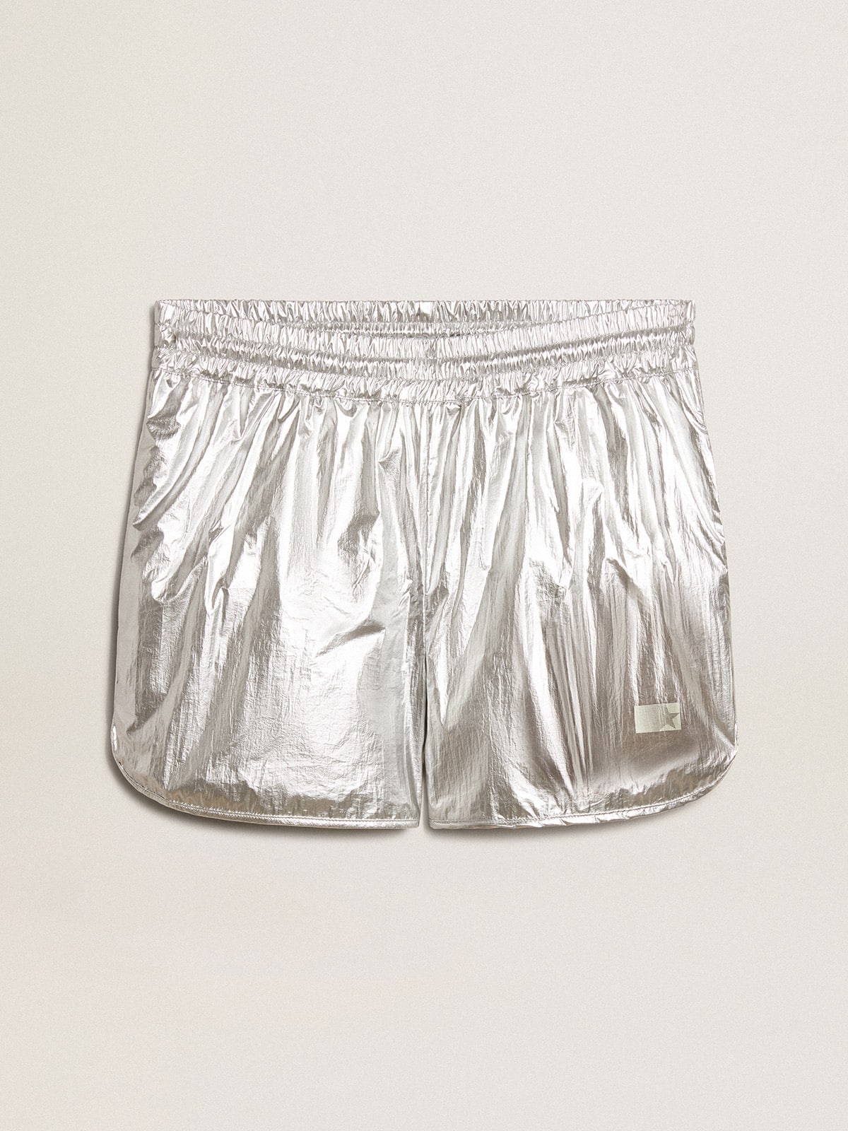 Men's running shorts in silver fabric| Golden Goose