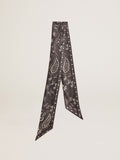 Ribbon in black silk twill with paisley pattern| Golden Goose