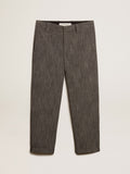 Men's chinos in gray melange wool blend| Golden Goose