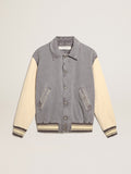 Bomber jacket in lilac-gray and marzipan-colored cotton| Golden Goose