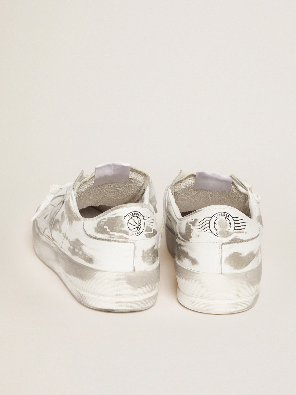 Stardan sneakers in white leather with lived-in treatment| Golden Goose