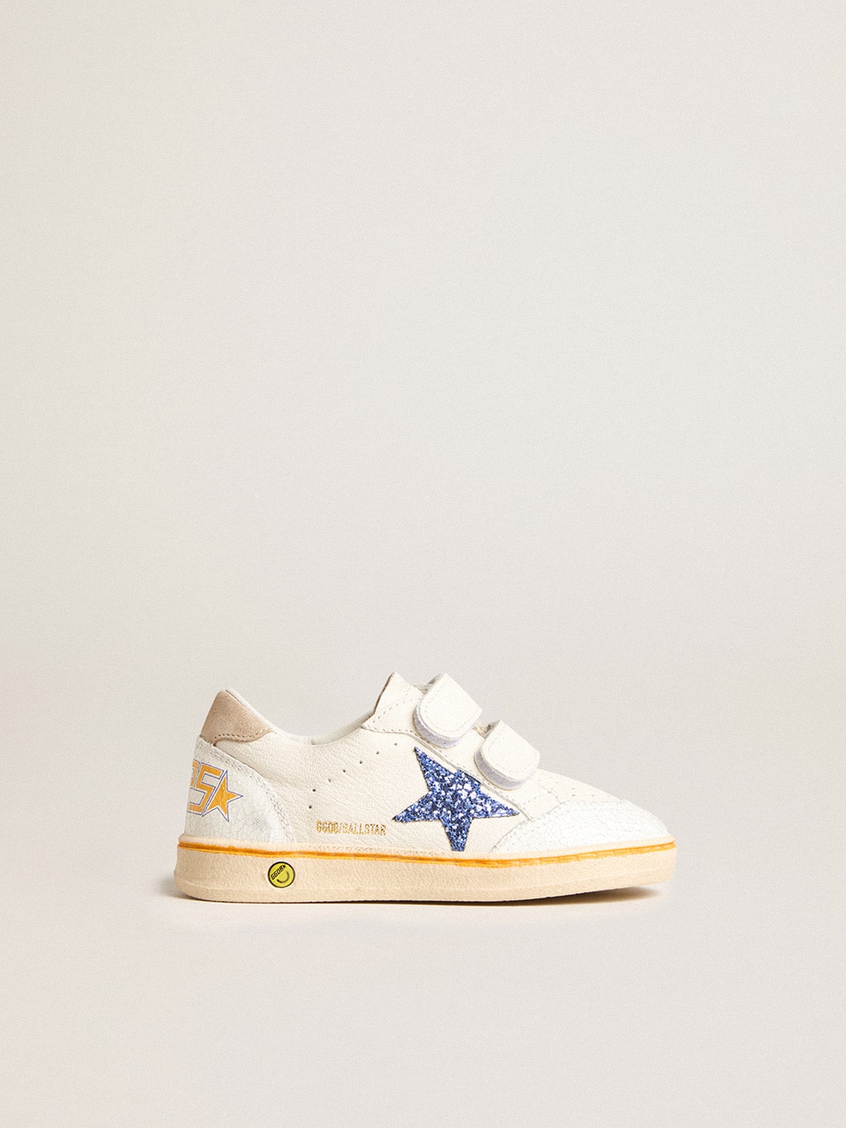 Junior Ball Star with blue glitter star and beige suede heel tab| Golden Goose