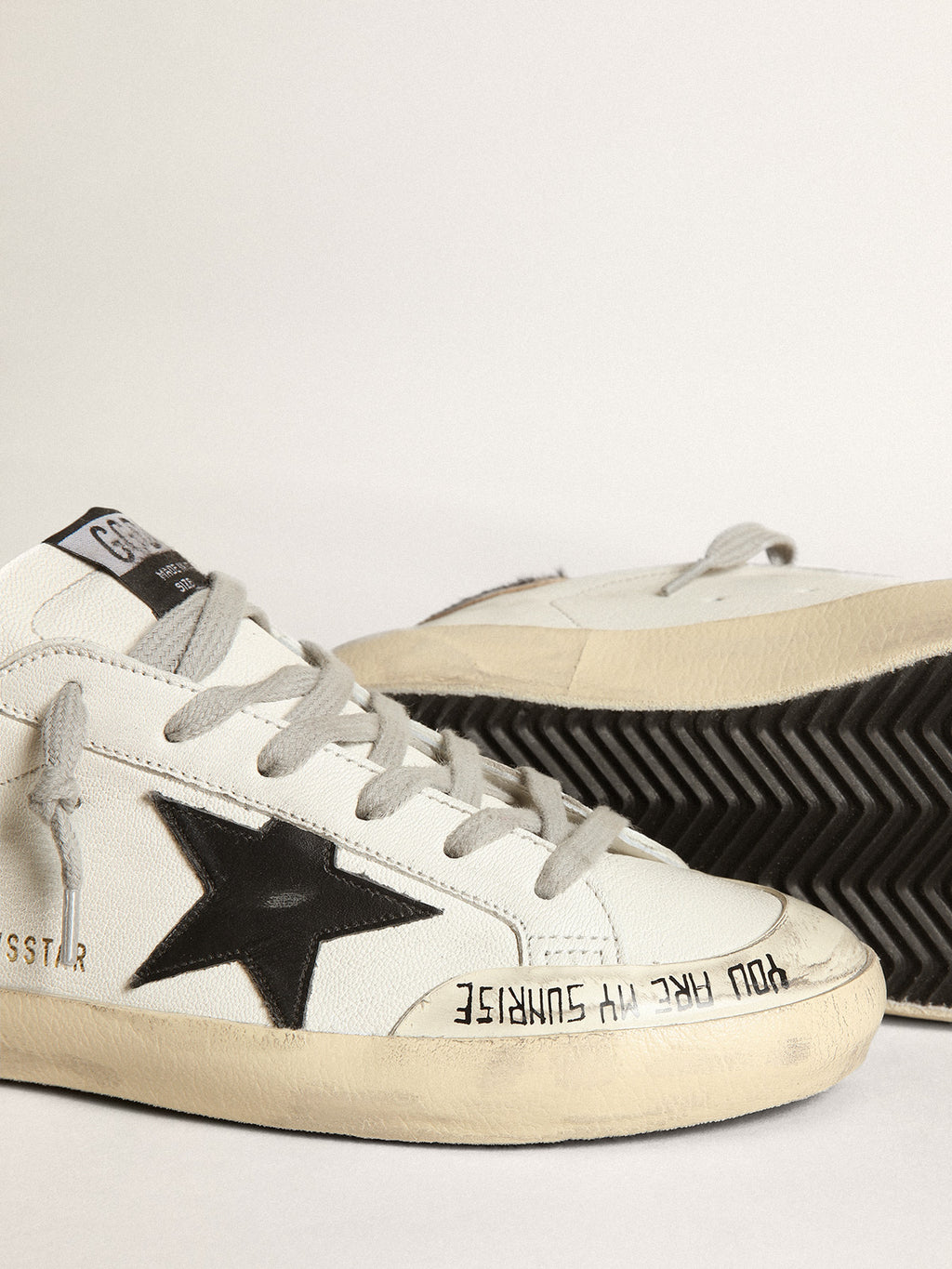 Super-Star with black leather star & leo-print pony skin heel tab| Golden Goose