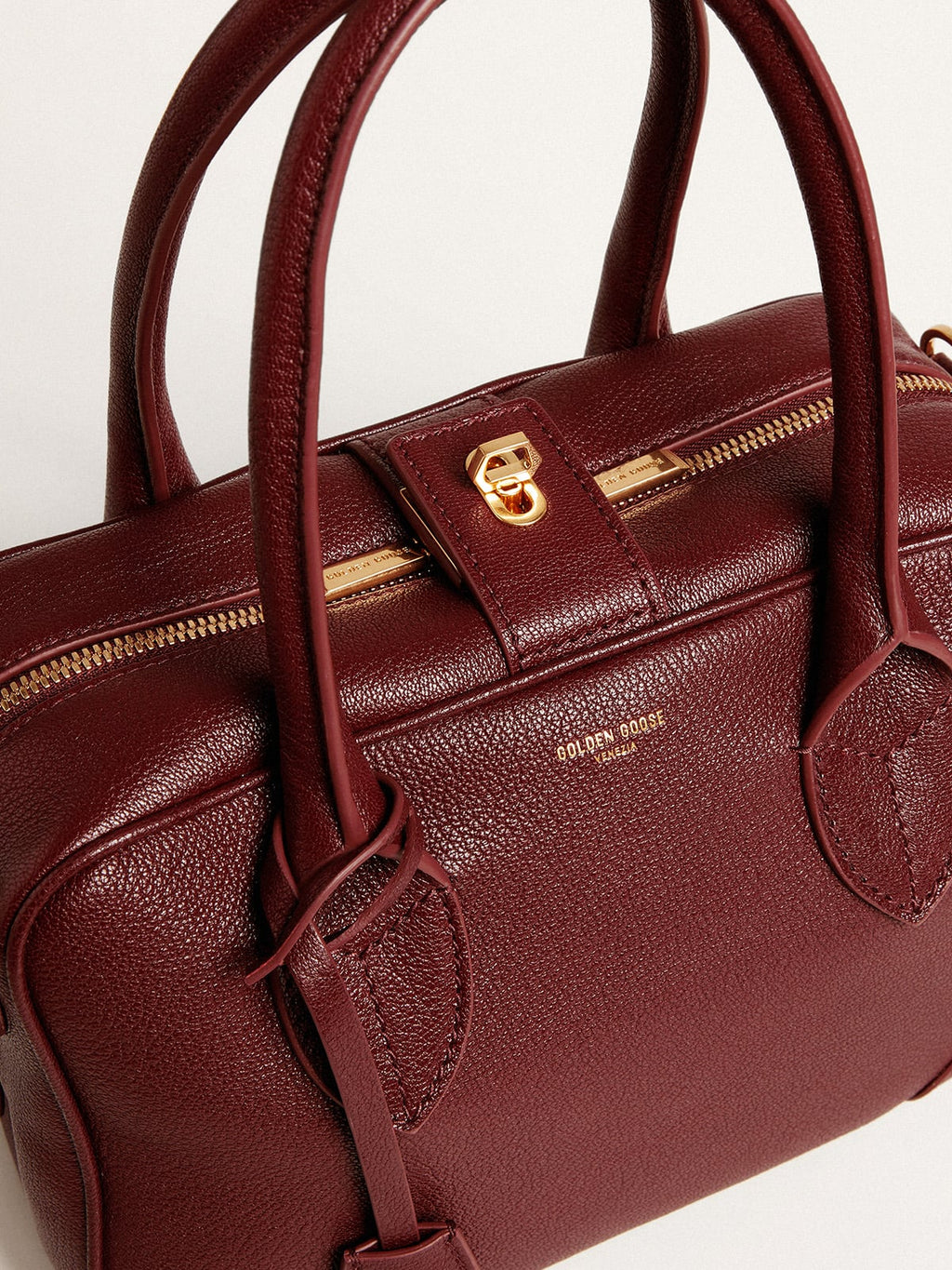 Vita Bag in burgundy sheepskin leather with gold details| Golden Goose