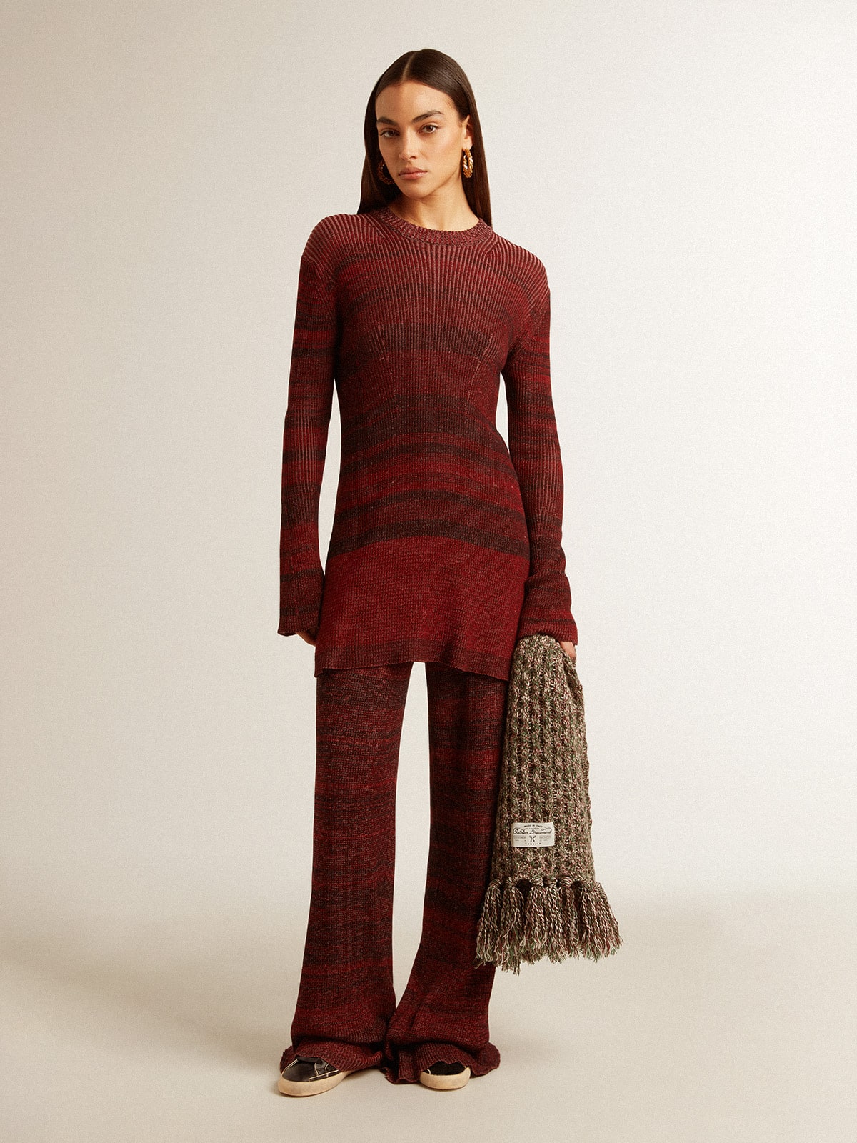 Irregular-striped cotton dress| Golden Goose