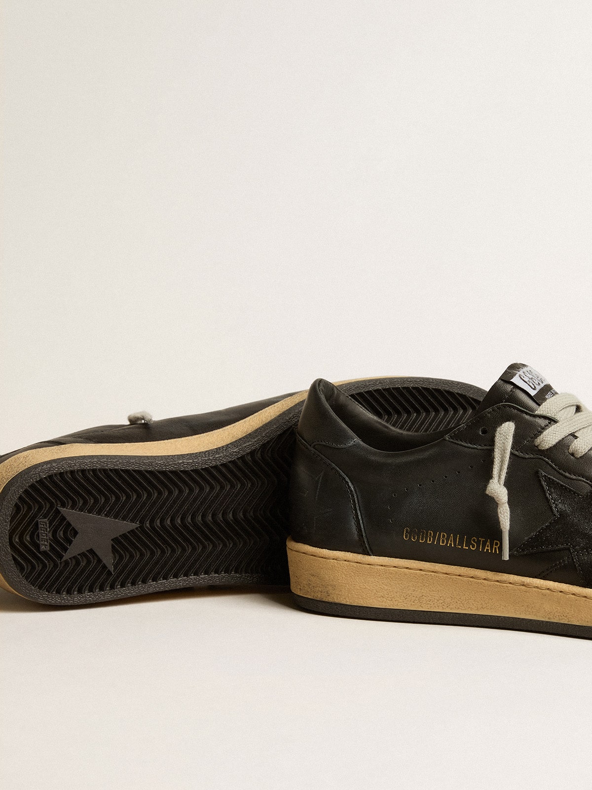 Men's Ball Star in black nappa with suede star and nappa heel tab| Golden Goose