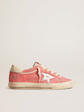 Women's Super-Star LTD in red suede with silver star and leather heel tab| Golden Goose