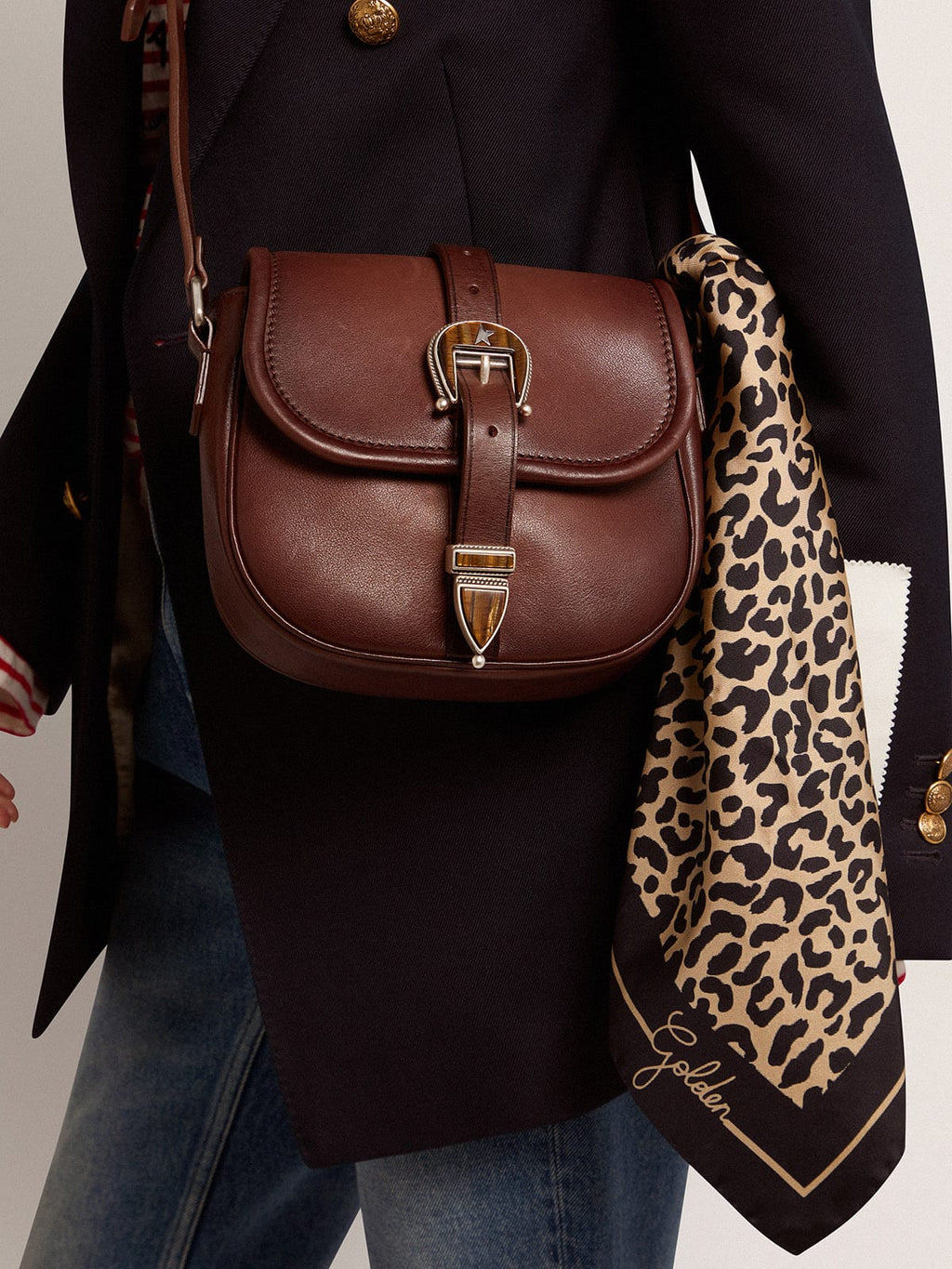 Women's small Rodeo Bag in dark tan leather| Golden Goose