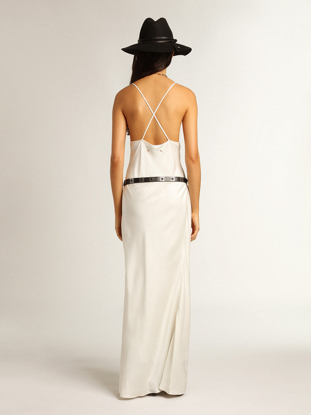 Parchment-colored slip dress| Golden Goose