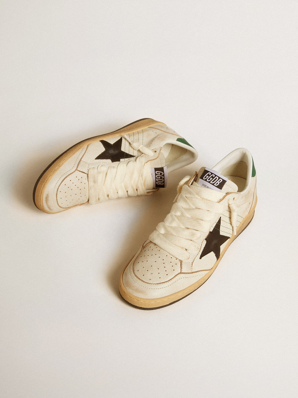 Women's Ball Star with black leather star and green leather heel tab| Golden Goose